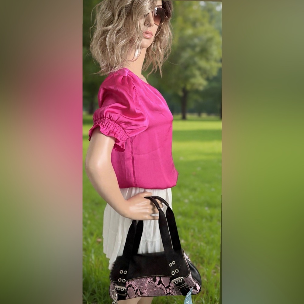 NWT Nine West Pink & black Snakeskin Purse Vintage Y2K spacious various pockets - Picture 3 of 15